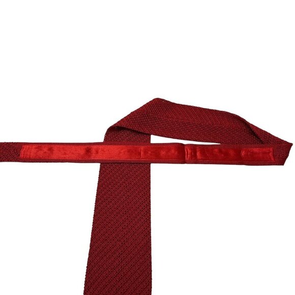 OHRBACHS Vintage Knit Necktie Red Flat End Mens Tie Preppy Solid Retro - Picture 5 of 8